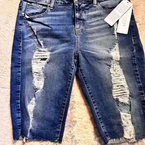 GUESS Women's Ripped Blue Boyfriend Jeans